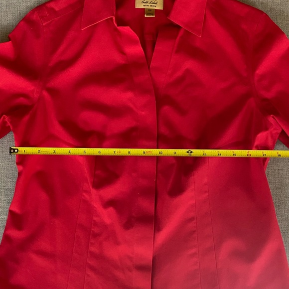 Investments Taylor Gold Label Non-Iron 3/4 Sleeve Button Front Shirt Red 10P - Picture 8 of 10